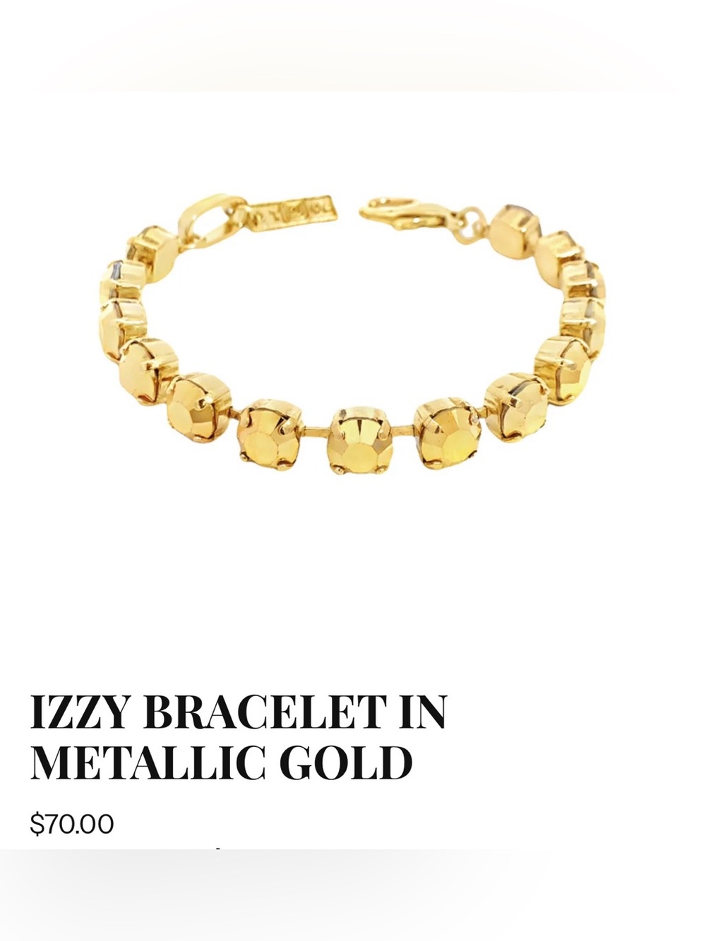 TOVA Gold mettalic Crystal Tennis Bracelet - Women Jewelry